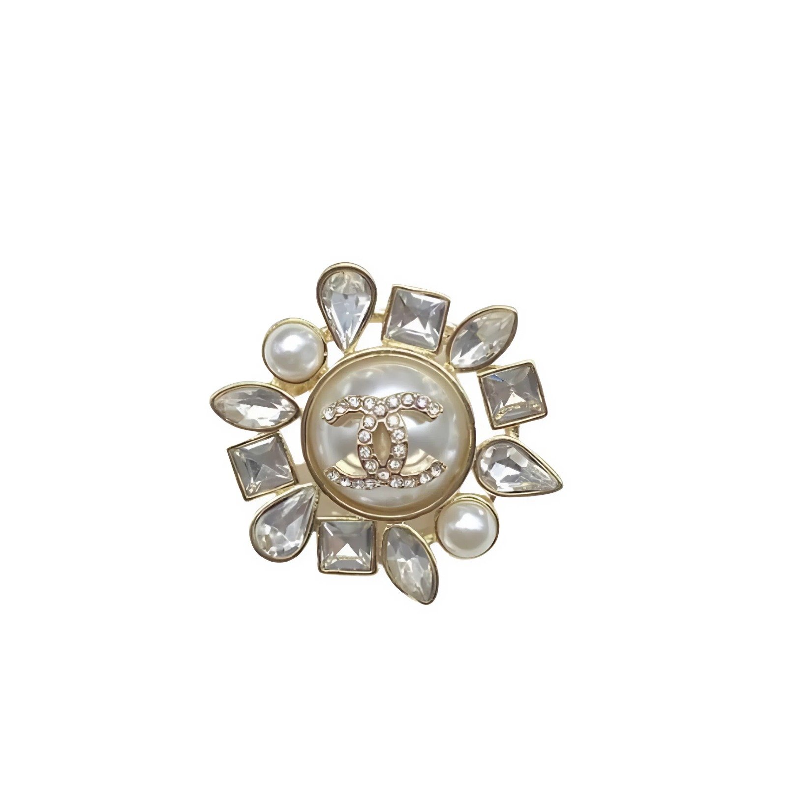 Ch**el Cc Crystal Pearl Brooch