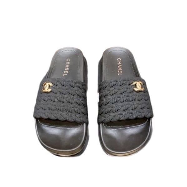 Ch**el Braided Slides Black