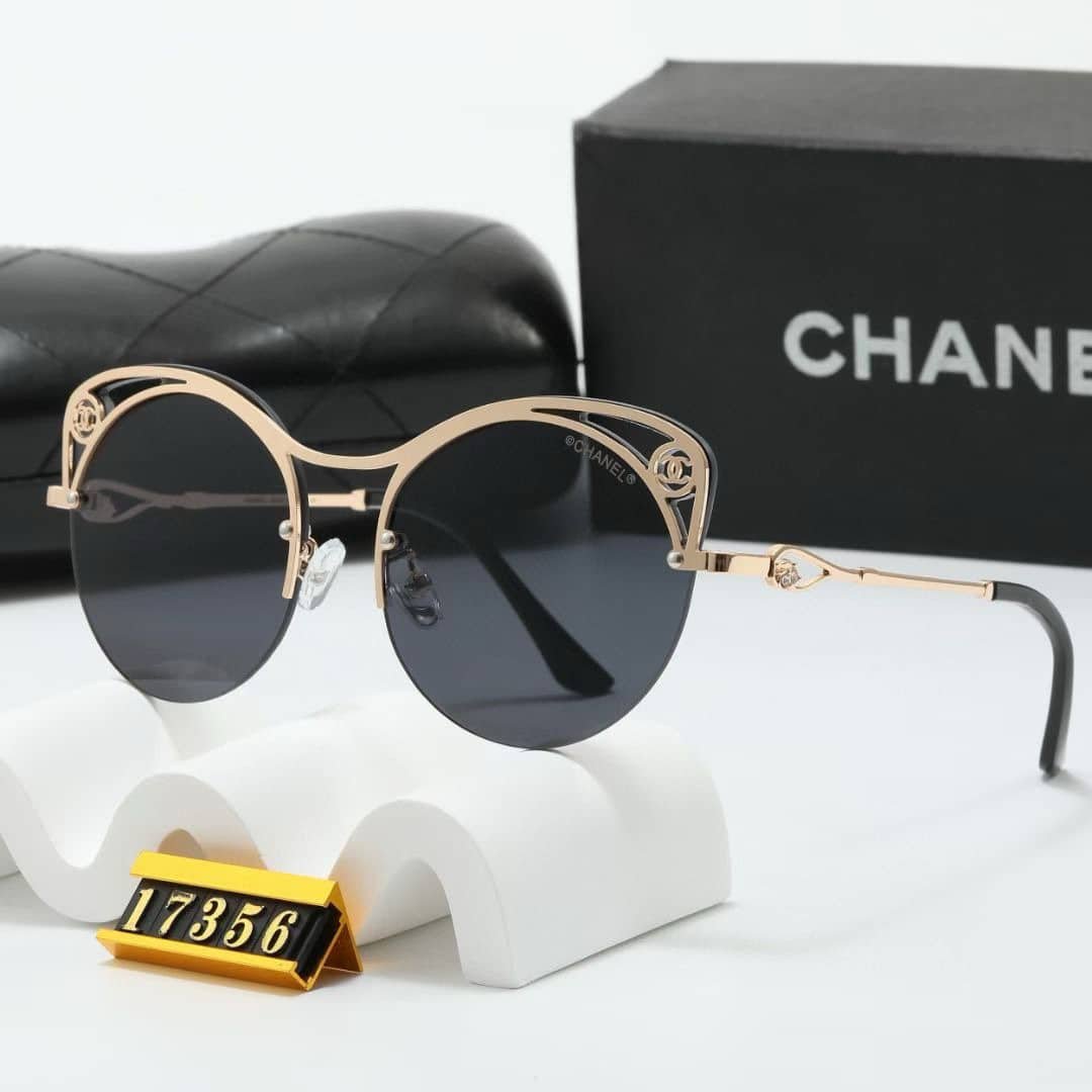 Ch**el Cutout Round Sunglasses Black
