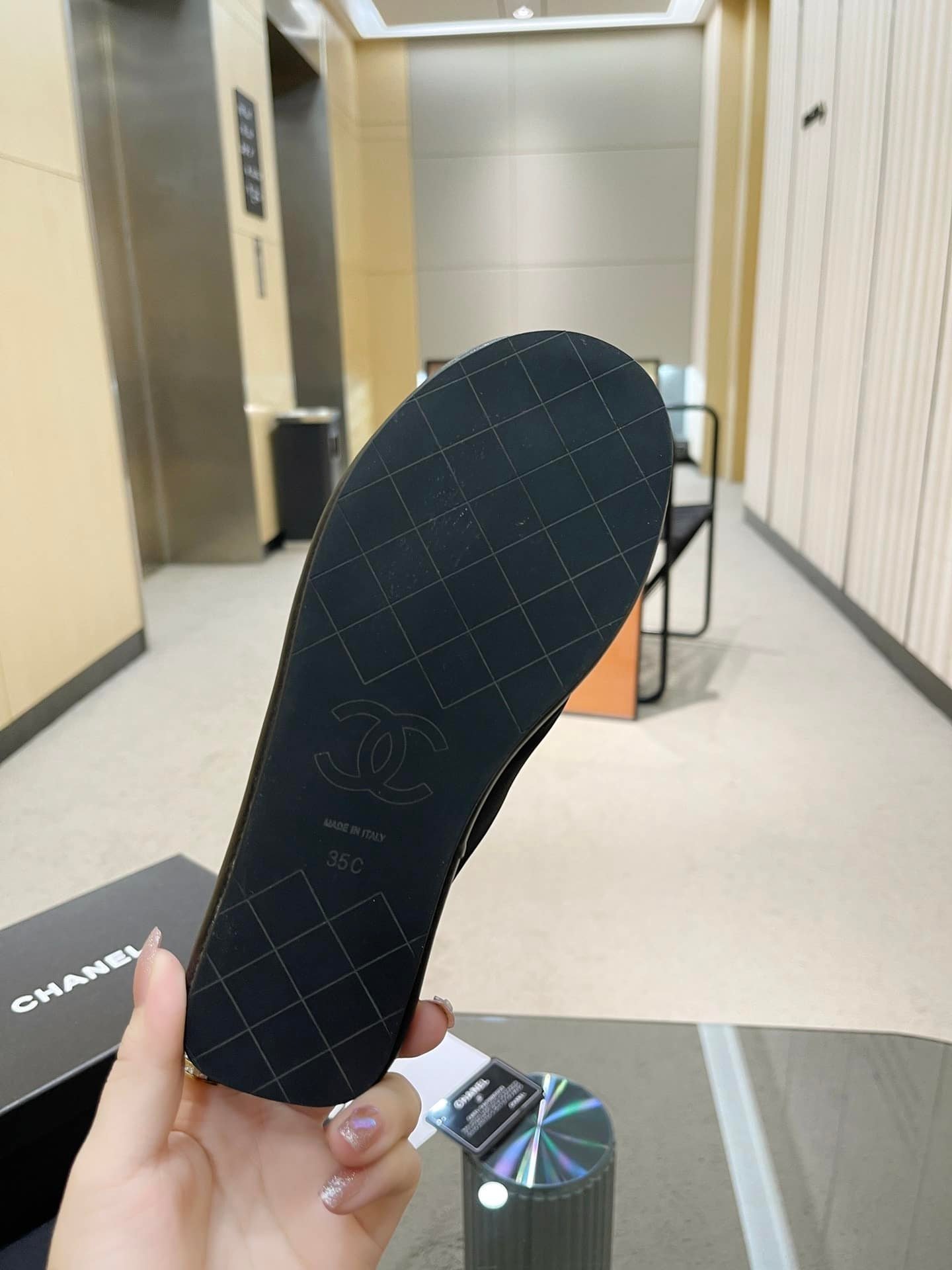 Ch**el Cc Logo Criss Cross Slides Black