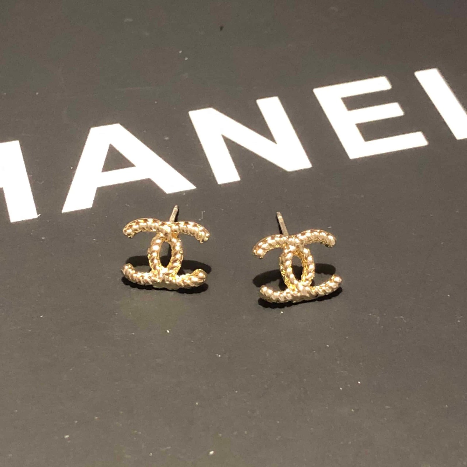 Ch**el Cc Earrings Gold