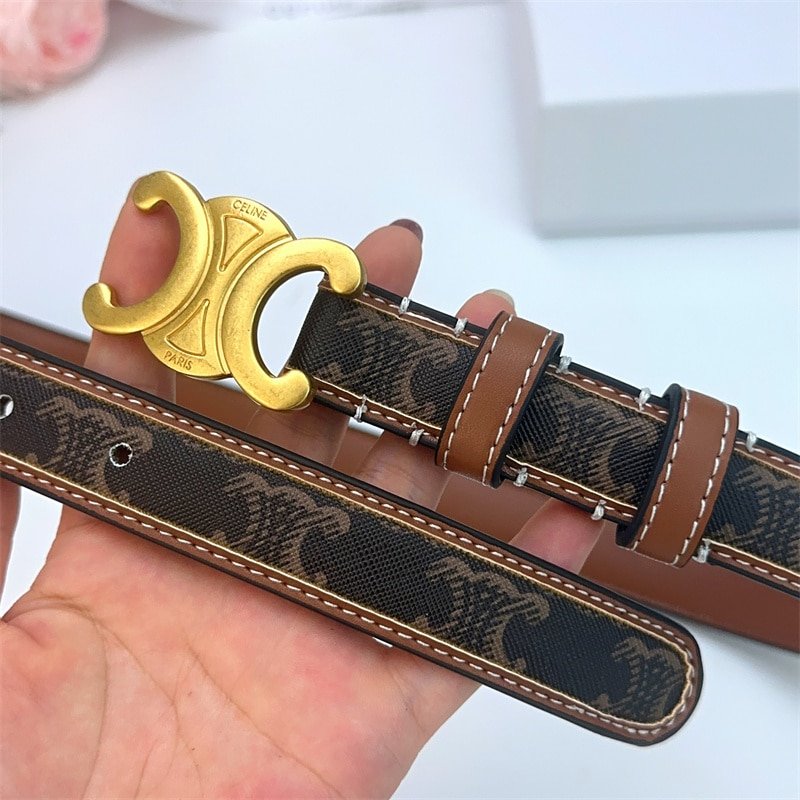Ce1i*e Triomphe Belt In Triomphe Canvas Tan 25Mm