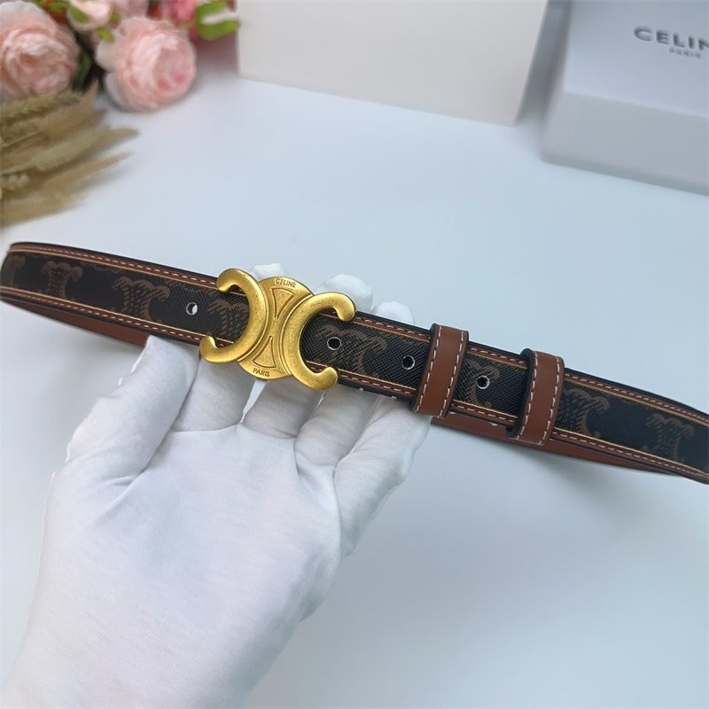Ce1i*e Triomphe Belt In Triomphe Canvas Tan 25Mm