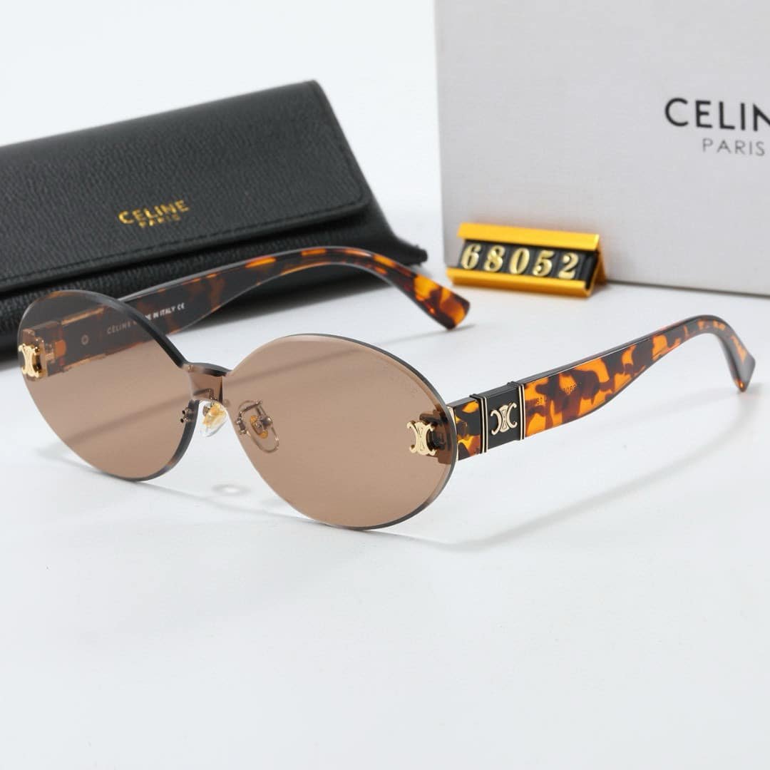 Ce1i*e Tortoise Luxe Oval Rimless Sunglasses Leopard