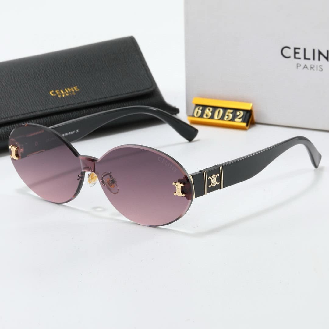 Ce1i*e Tortoise Luxe Oval Rimless Sunglasses Purple Rose