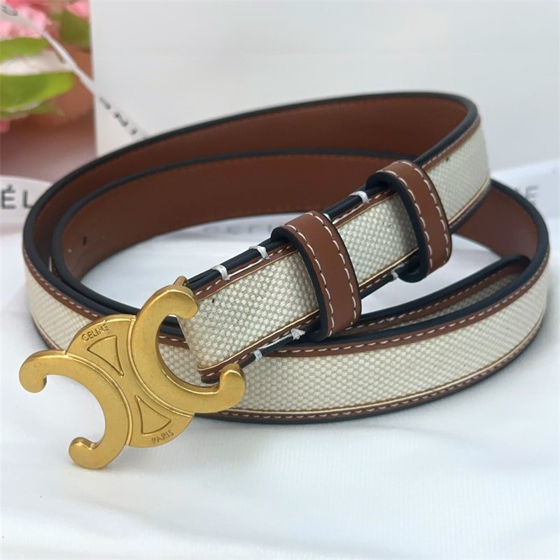 Ce1i*e Women Medium Triomphe Belt In Textile And White 25Mm