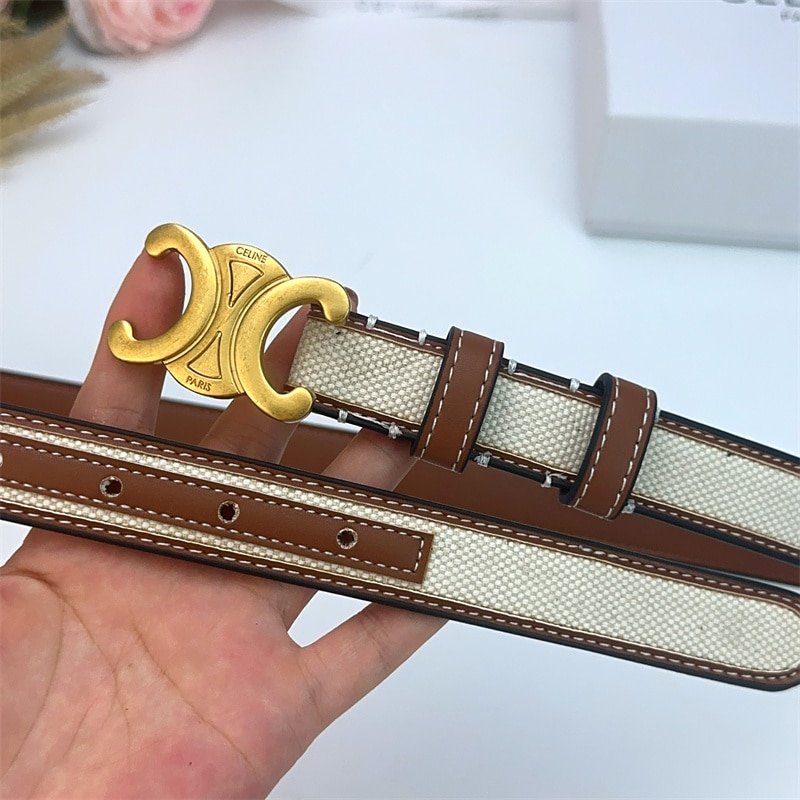 Ce1i*e Women Medium Triomphe Belt In Textile And White 25Mm