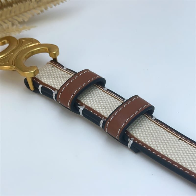 Ce1i*e Women Medium Triomphe Belt In Textile And White 25Mm