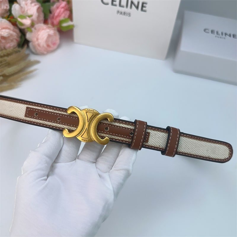 Ce1i*e Women Medium Triomphe Belt In Textile And White 25Mm