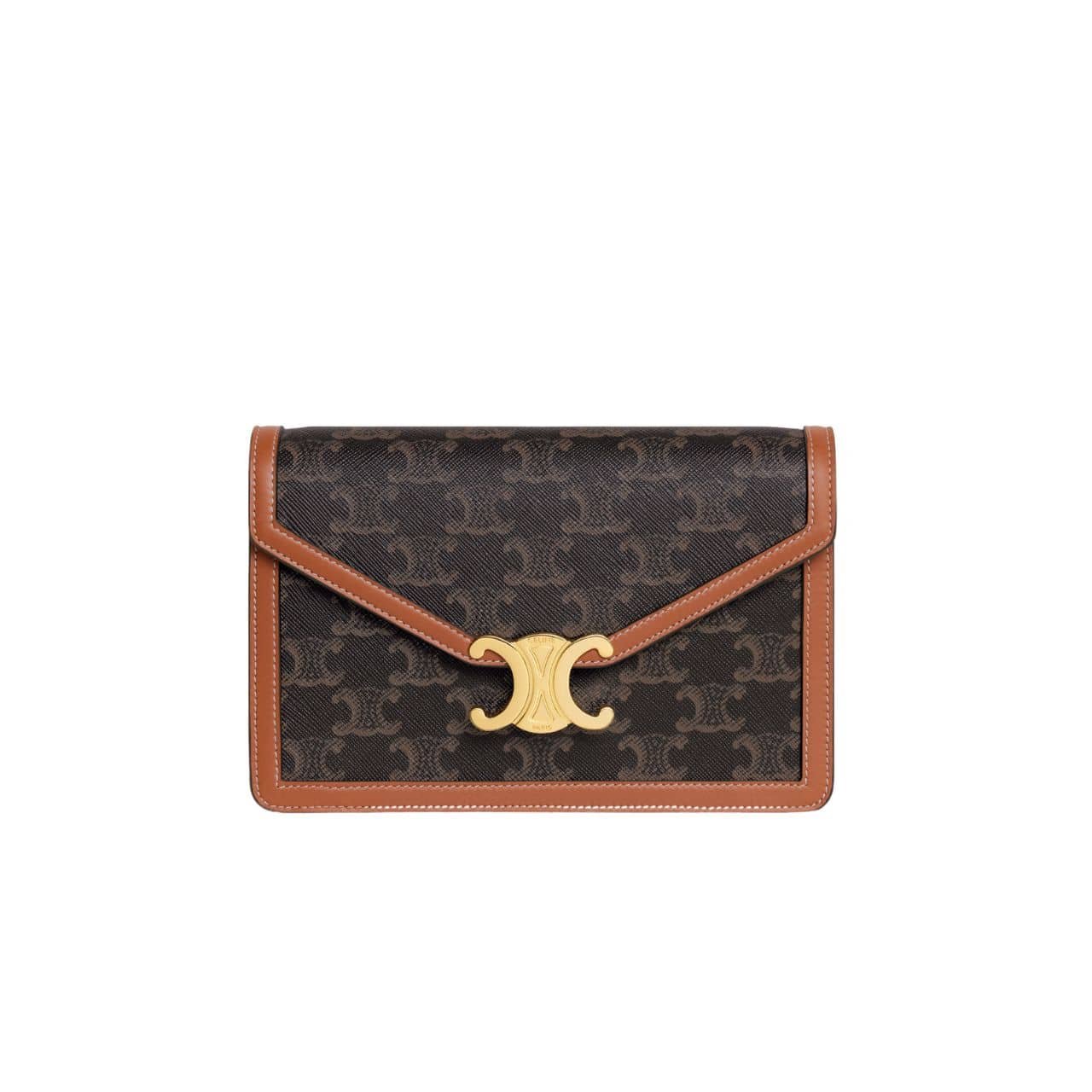 Ce1i*e Wallet On Chain Margo In Triomphe Canvas And Calfskin Tan 20Cm 10L462Dqb 04Lu
