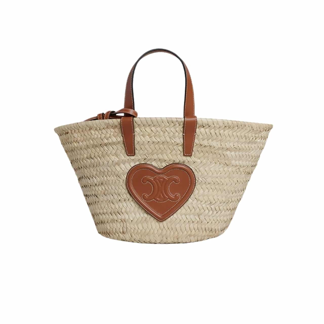Ce1i*e Triomphe Ce1i*e Panier In Palm Leaves Heart Logo Tan 20Cm