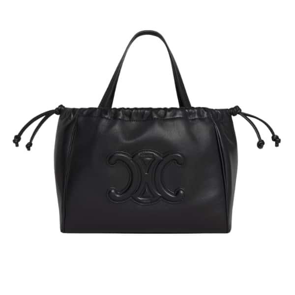 Ce1i*e Small Cabas Drawstring Cuir Triomphe In Smooth Calfskin Black 24Cm 111013Du338No