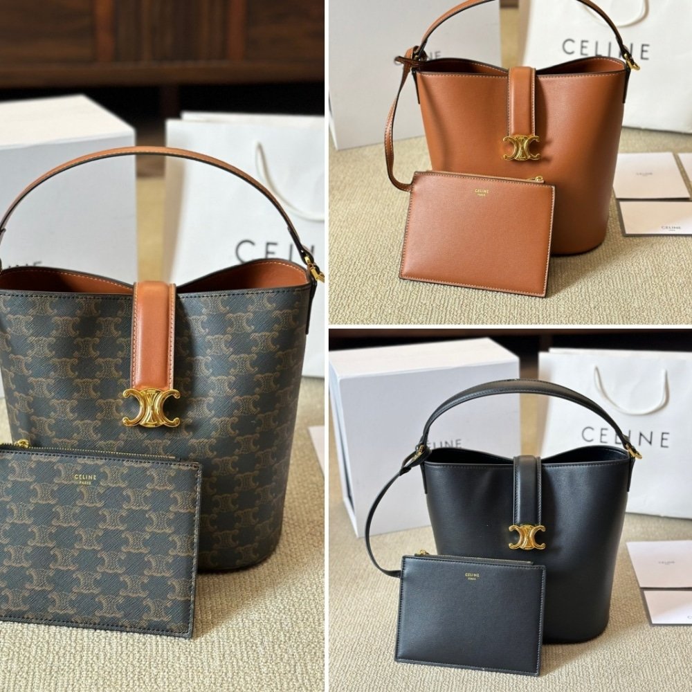 Ce1i*e Medium L0vise Bag In Smooth Triomphe Canvas Calfskin Tan 23Cm