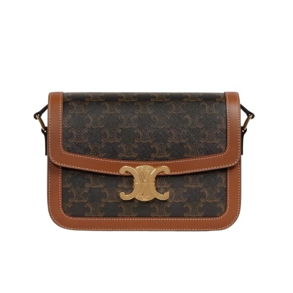 Ce1i*e Classique Triomphe Bag In Triomphe Canvas And Calfskin Tan 22Cm 191242Bz404Lu