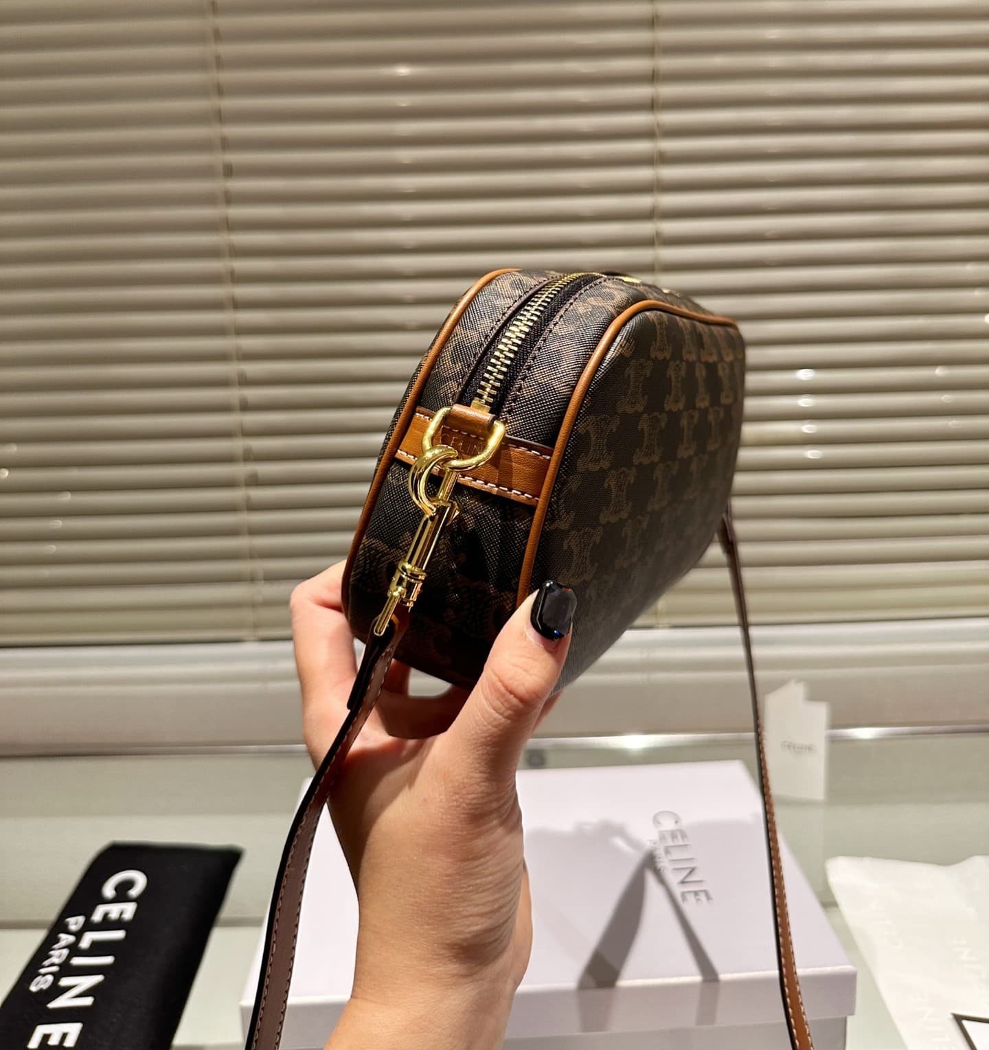 Ce1i*e Multi Bag In Triomphe Canvas And Calfskin Tan 26Cm 114122Bzj 04Lu