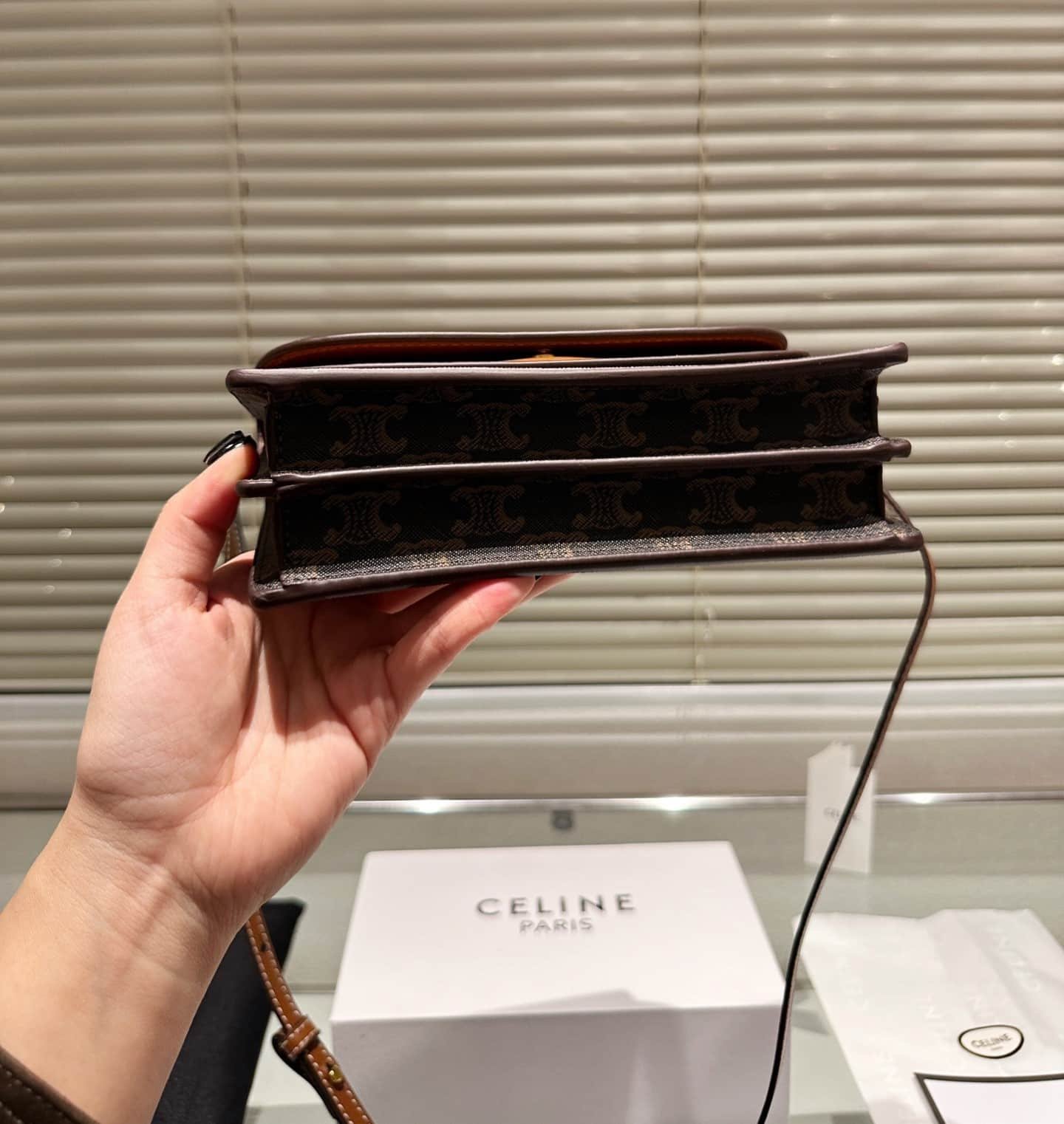 Ce1i*e Wallet On Strap In Triomphe Canvas And Smooth Tan 20Cm