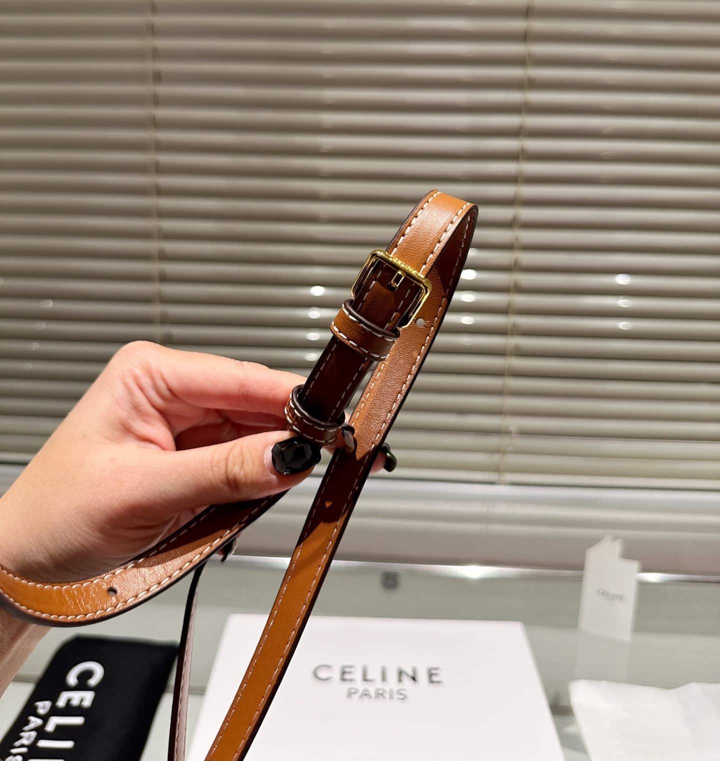 Ce1i*e Mini Besace In Triomphe Canvas And Calfskin Tan 17Cm 196702Bzj 04Lu