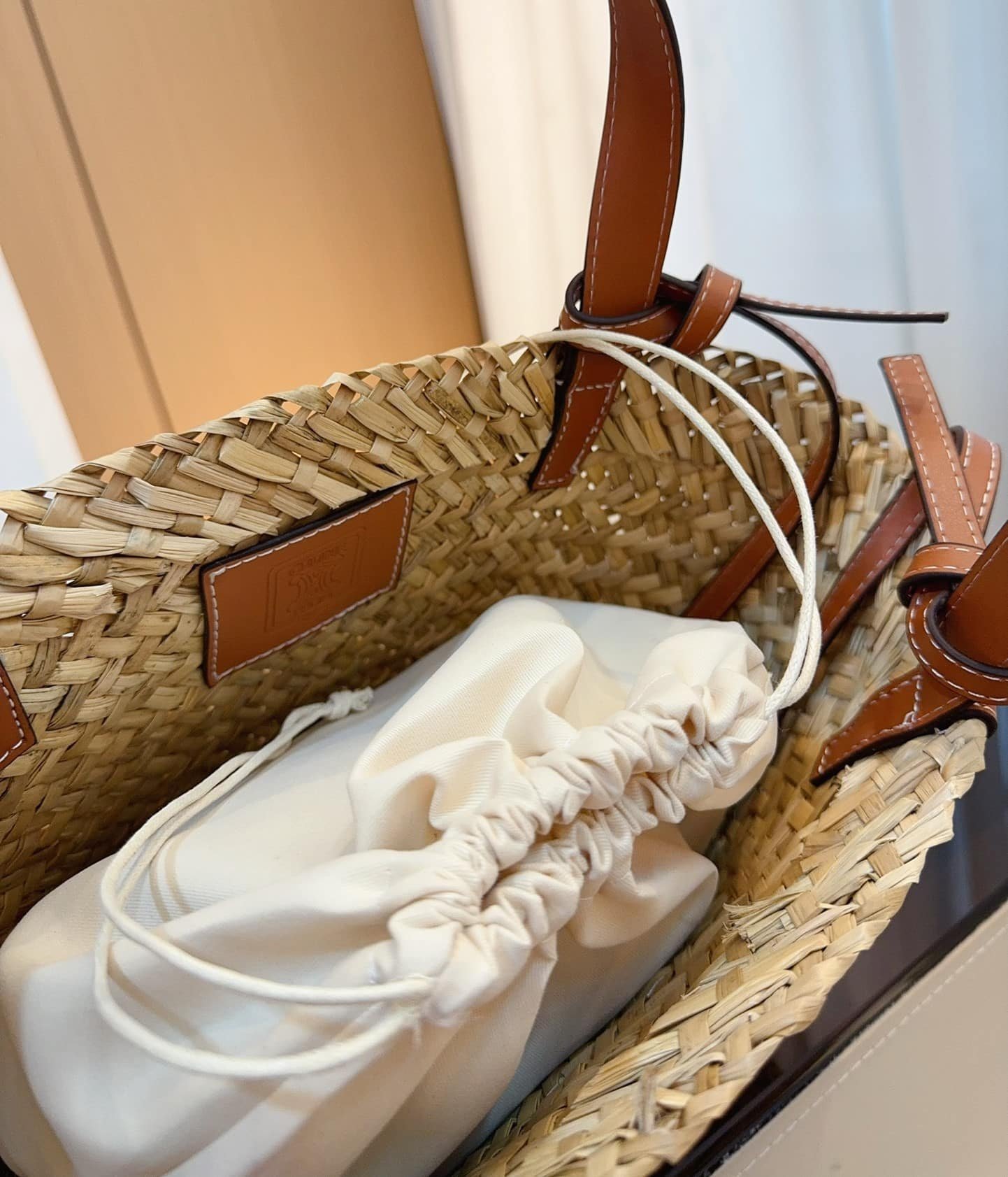 Ce1i*e Triomphe Ce1i*e Panier In Palm Leaves Heart Logo Tan 20Cm