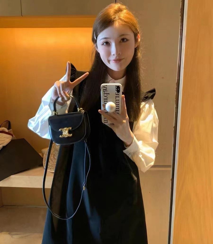 Ce1i*e Mini Besace Clea In Shiny Black 15Cm 10L063Etz 38No
