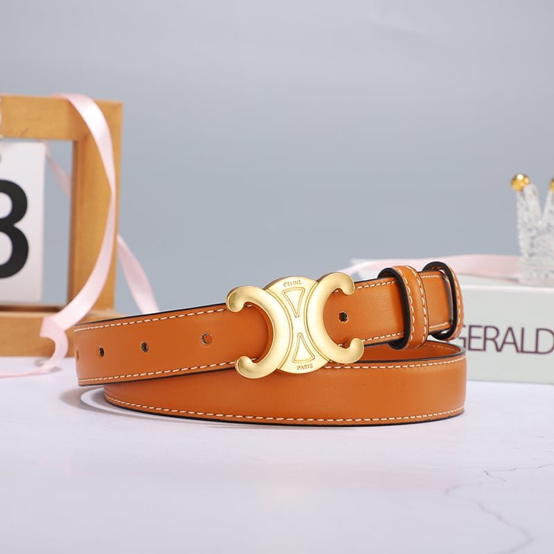 Ce1i*e Medium Triomphe Belt In Tan 25Mm 45Ak93A78 04Lu