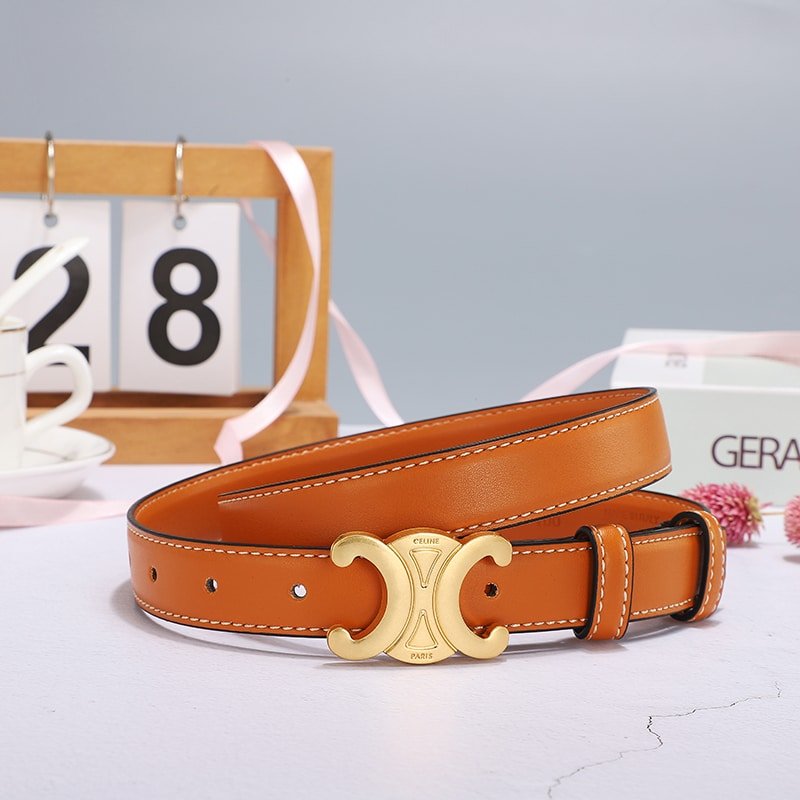 Ce1i*e Medium Triomphe Belt In Tan 25Mm 45Ak93A78 04Lu