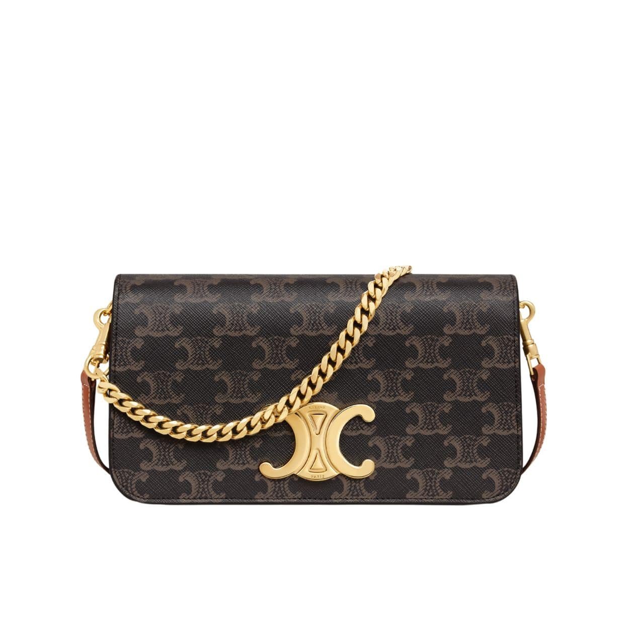 Ce1i*e Multipochette In Triomphe Canvas And Calfskin Tan 20Cm 10L972Dqb 04Lu
