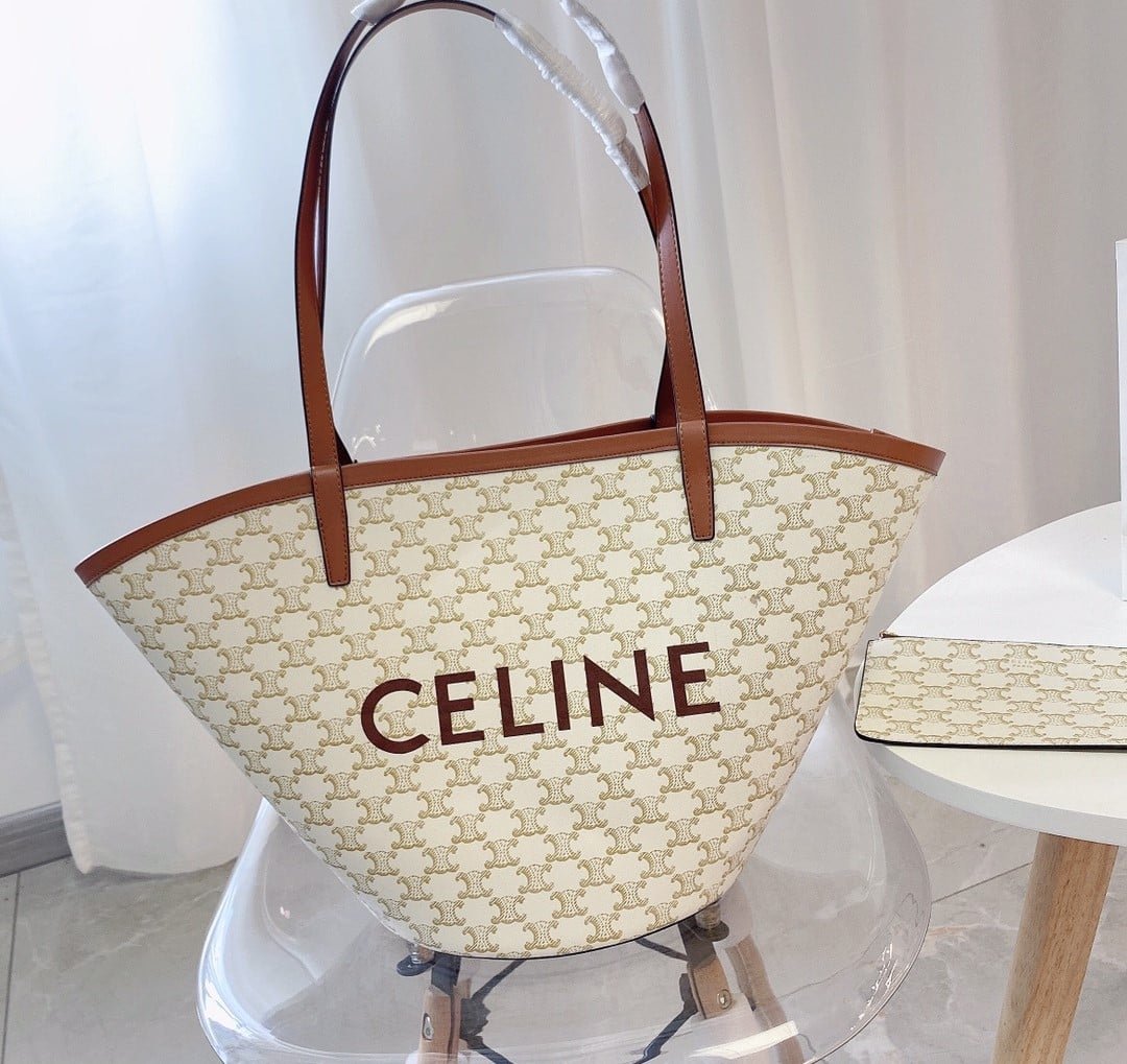 Ce1i*e Women Medium Couffin Bag In Triomphe Canvas Ce1i*e Print White 57Cm 196262Cyx 01Bc