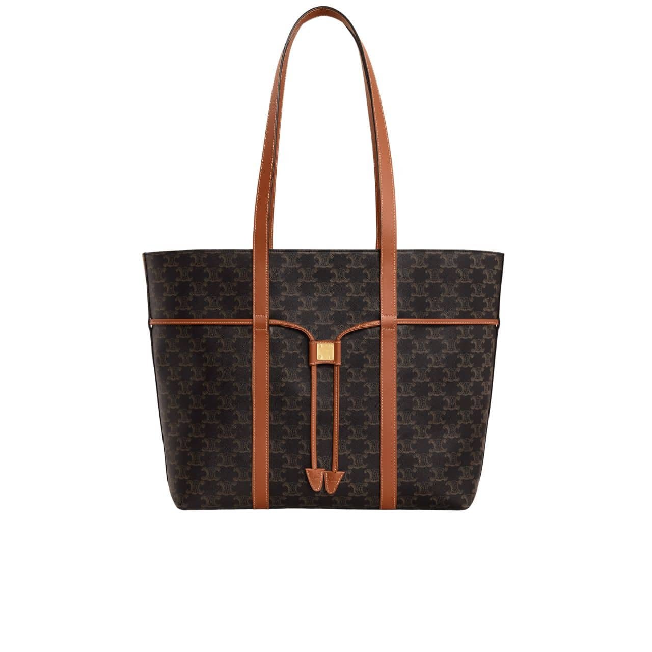 Ce1i*e Cabas Drawstring In Triomphe Canvas And Calfskin Black 36Cm 113722Bzj 04Lu