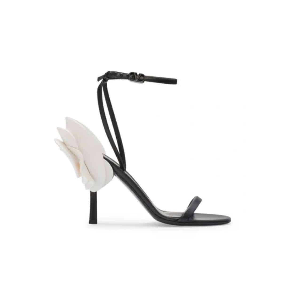 Va1e*ntin0 Garavani Archive Roserouche Leather High Heel In Black