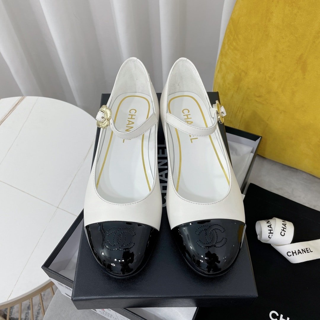 Ch**el Mary Janes Black White