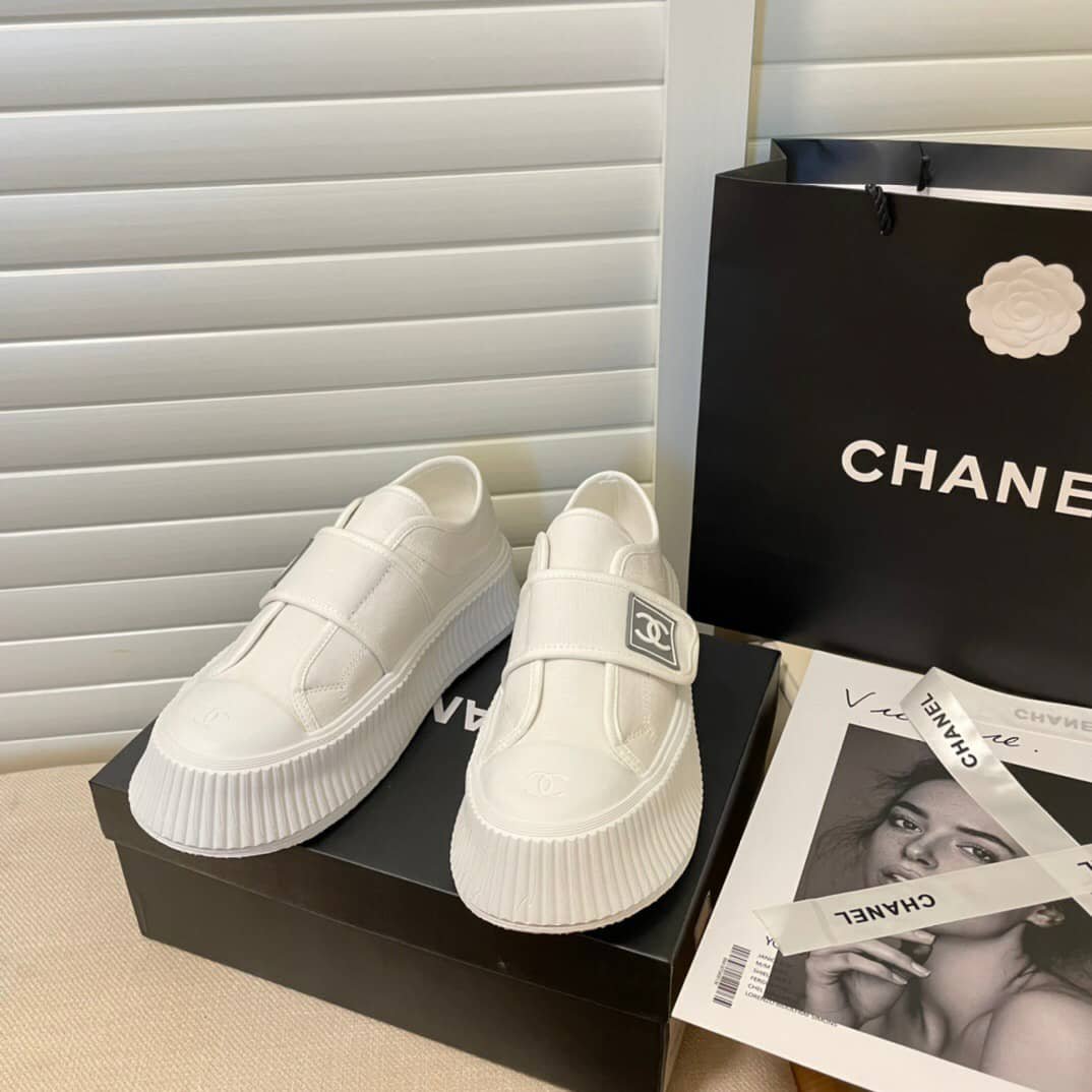 Ch**el Cc Cap Toe Slipon Sneaker All White