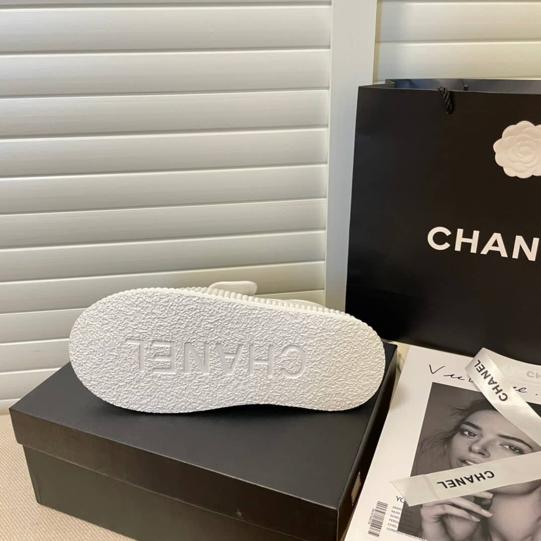 Ch**el Cc Cap Toe Slipon Sneaker All White