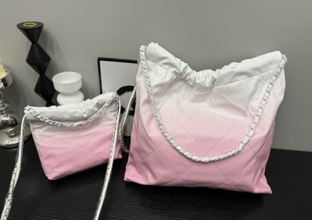 Ch**el 22 Mini Handbag Patent Gradient Calfskin Pink 20Cm