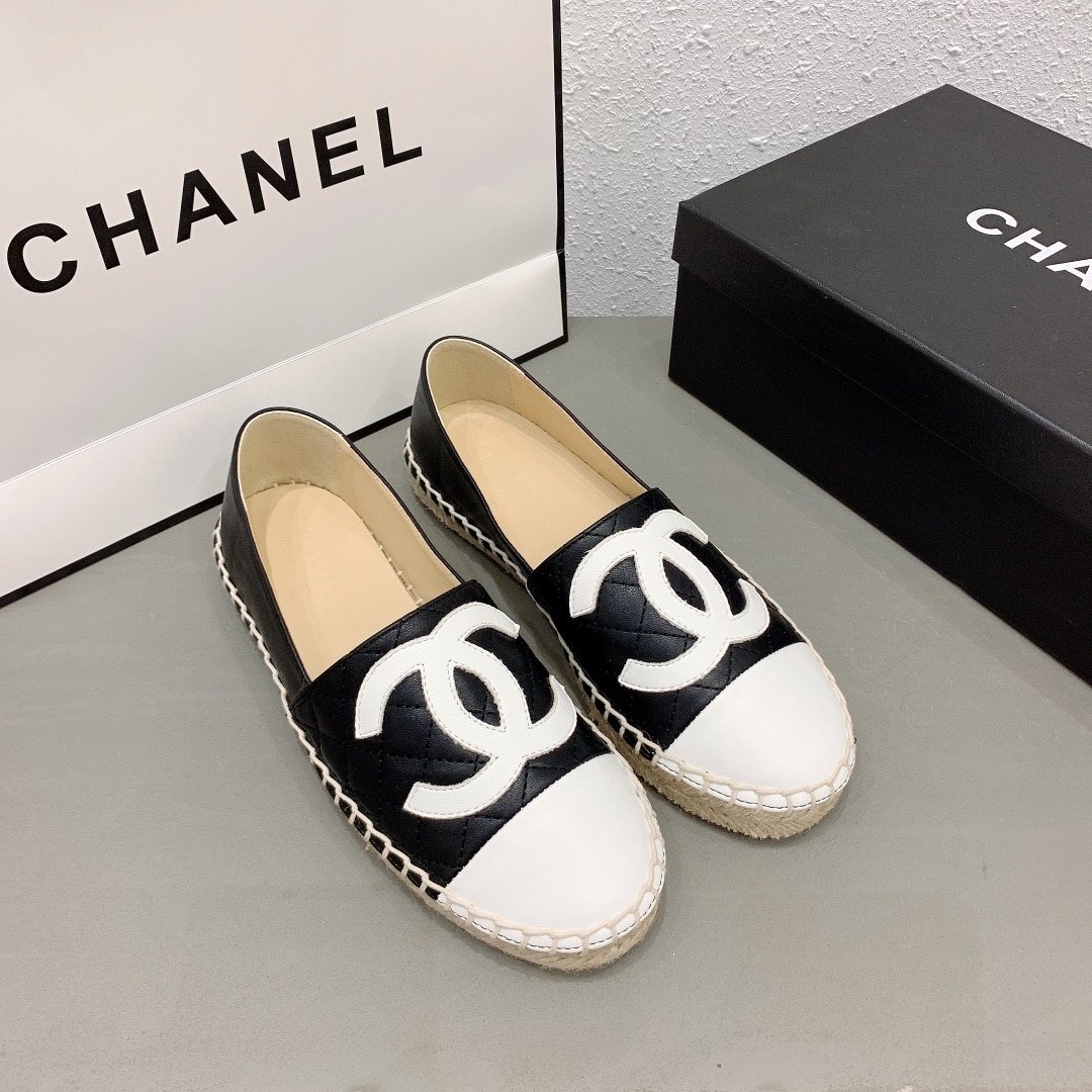 Ch**el Cc Espadrilles Slip On White Black