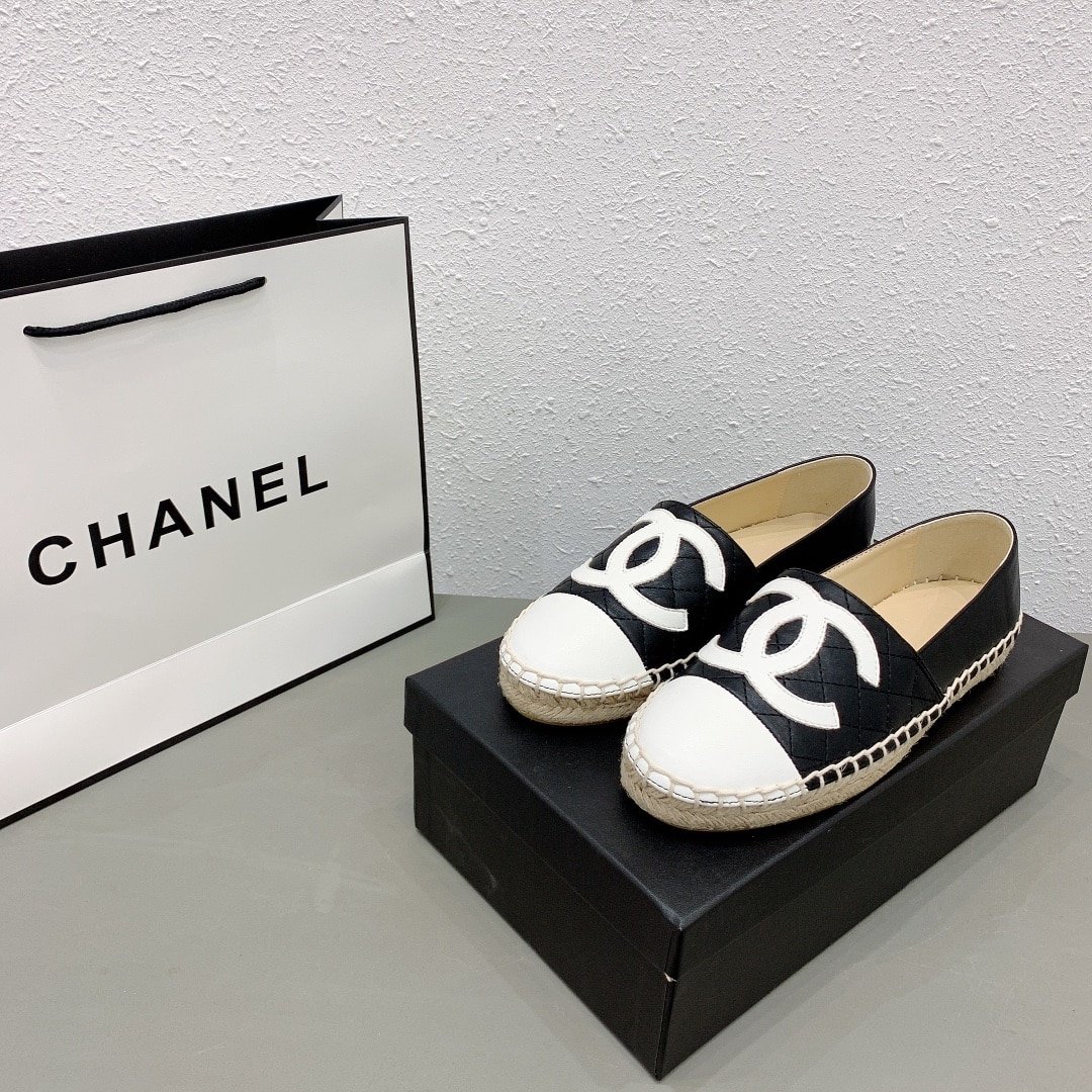 Ch**el Cc Espadrilles Slip On White Black