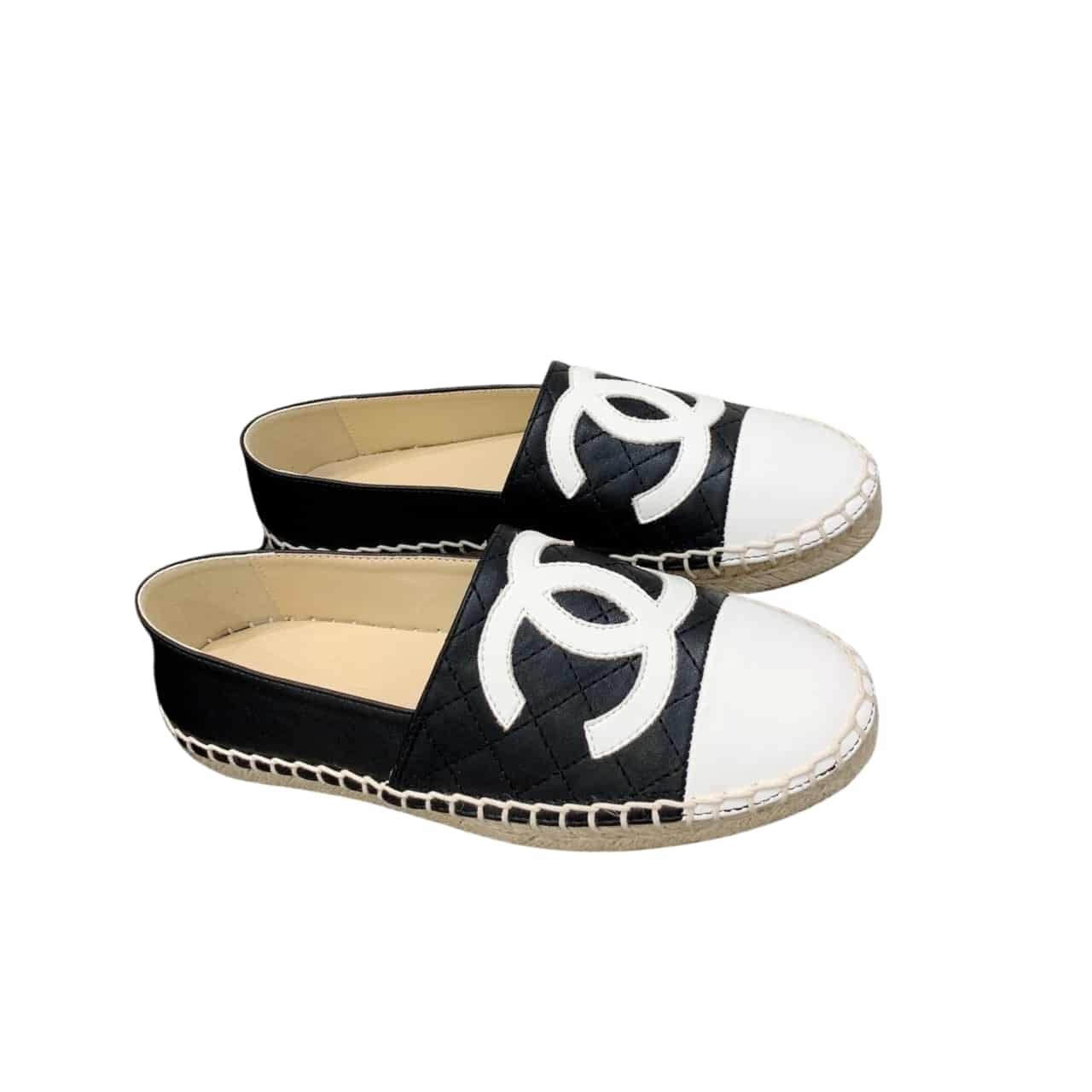 Ch**el Cc Espadrilles Slip On White Black