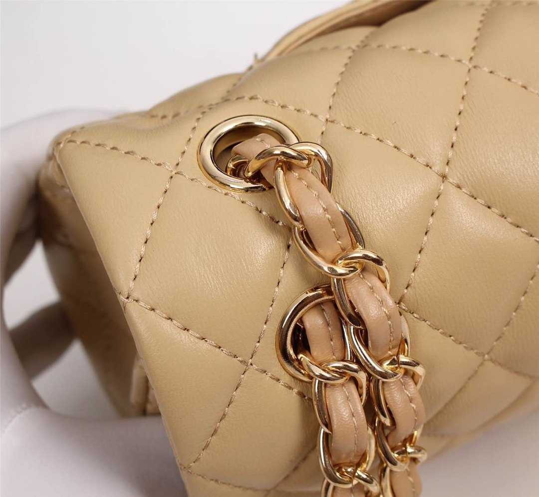 Ch**el Classic Flap Beige Gold Hardware 25Cm