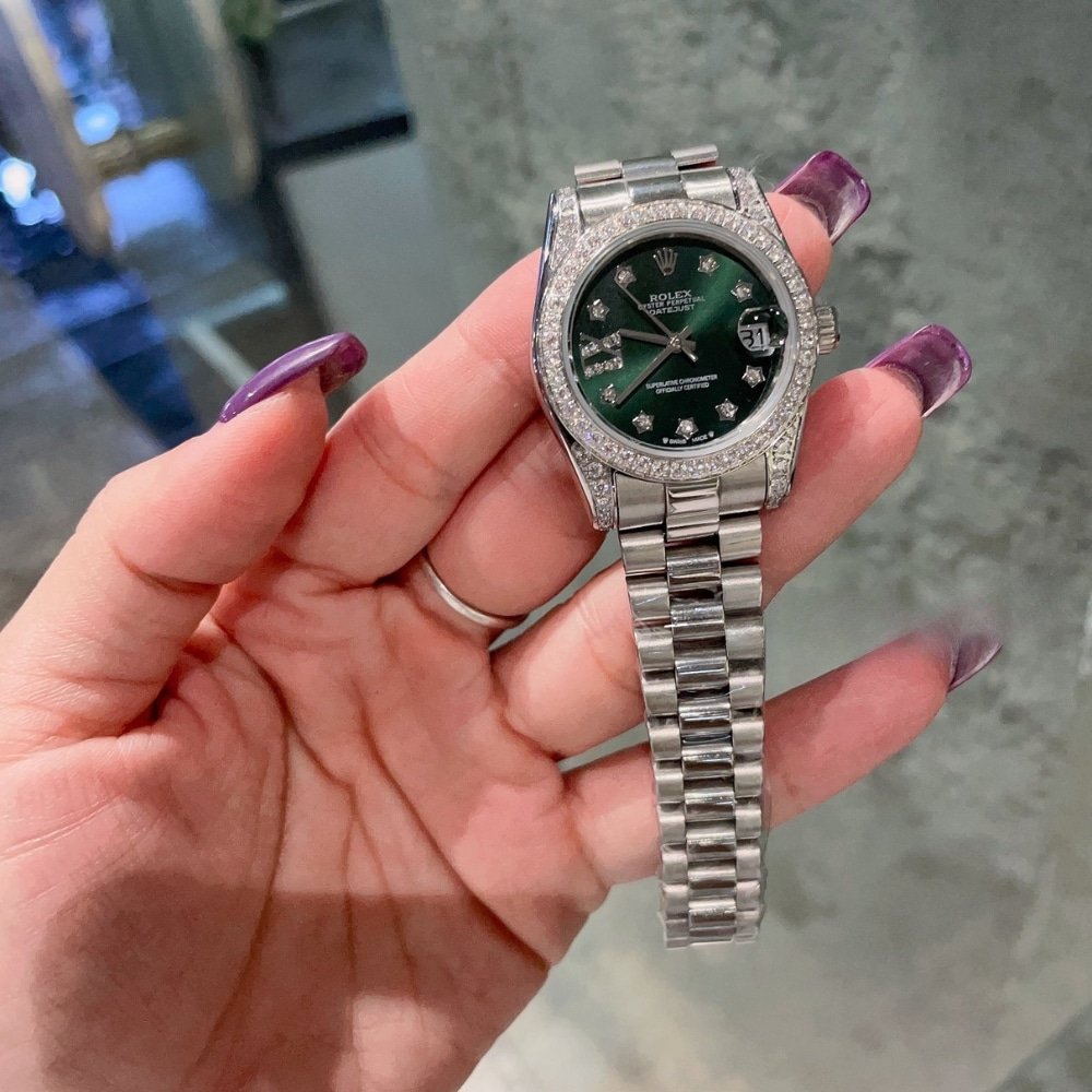 R01ex Datejust D1am0nd Bezel Oyster White Gold Green 31Mm