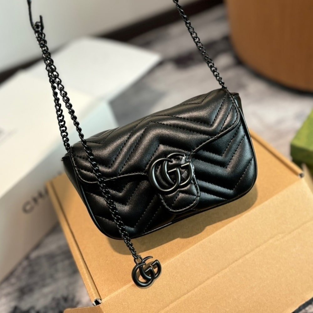 Gvc*1 Gg Marmont Belt Bag Black 16Cm 699757 Um8Kv 1000