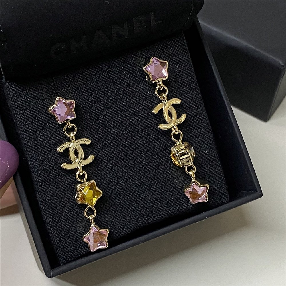 Ch**el Pendant Earrings Metal And Diamantés In Multicolor Abf182 B19937 Nafqc