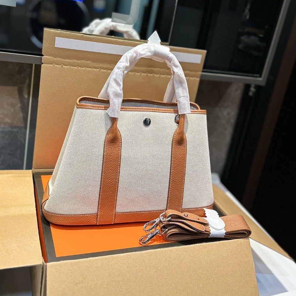 H**me5 Garden Party 30 Handbag Canvas Orange 30Cm