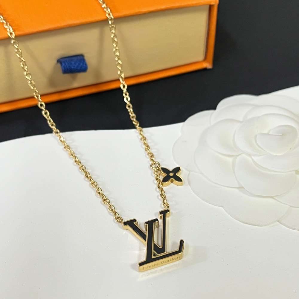 L0vis Vvtt0n Lv Iconic Enamel Necklace Black M02147