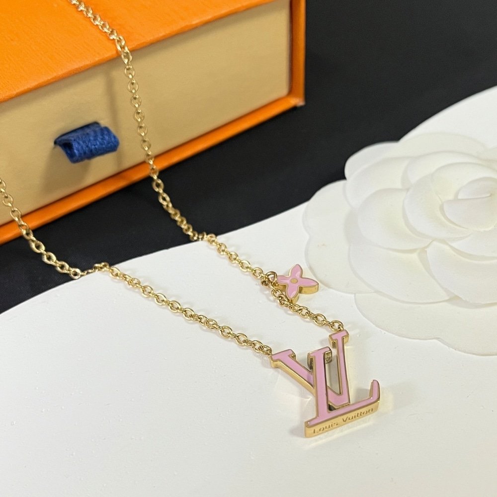 L0vis Vvtt0n Lv Iconic Enamel Necklace Pink M01215