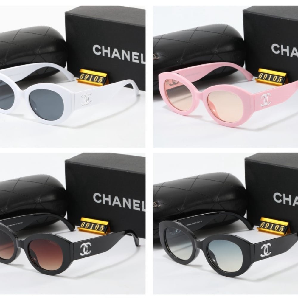 Ch**el Oval Sunglasses Acetate And Nylon White