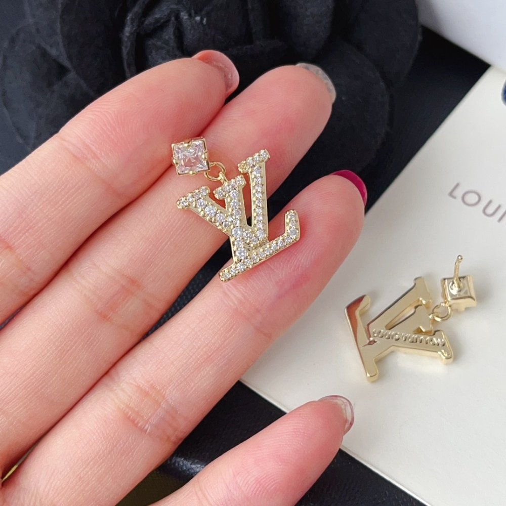 L0vis Vvtt0n Lady Lv Earrings Gold Tone M01844