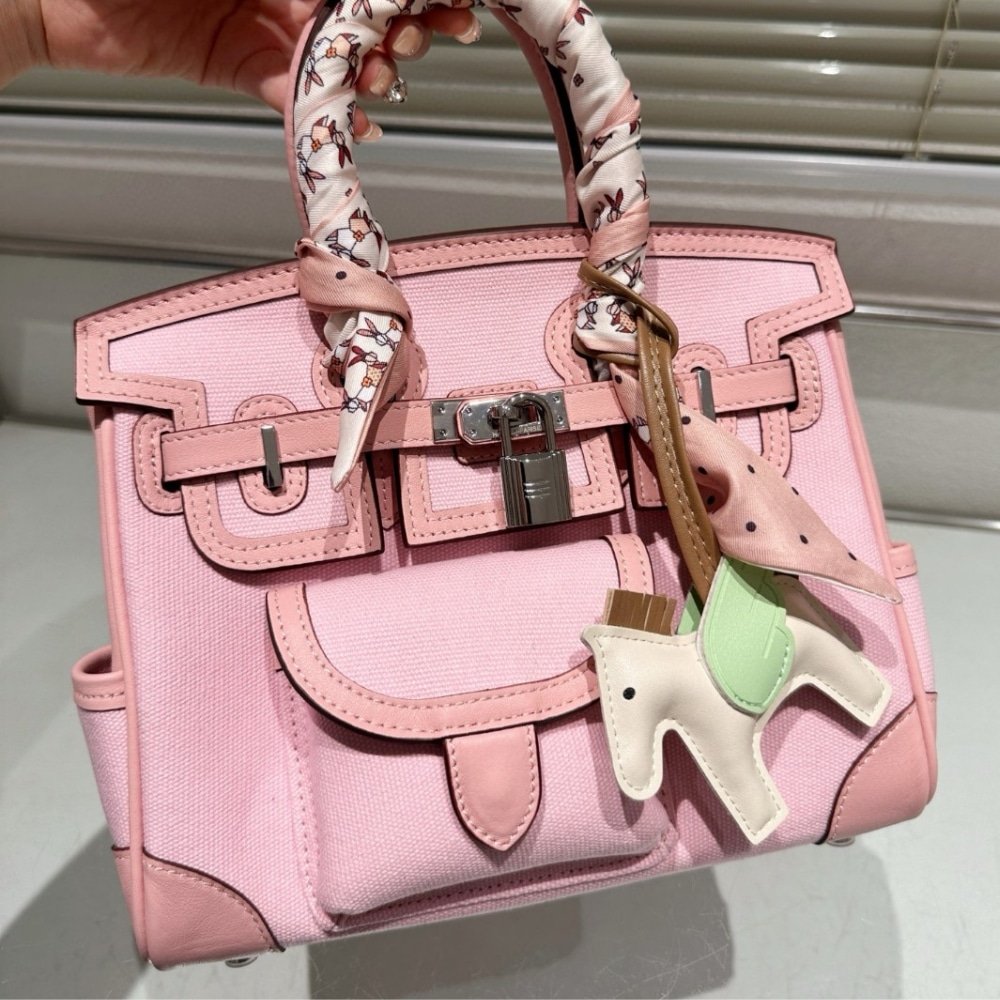 H**me5 Birkin 25 Cargo Travel Bag Pink 25Cm
