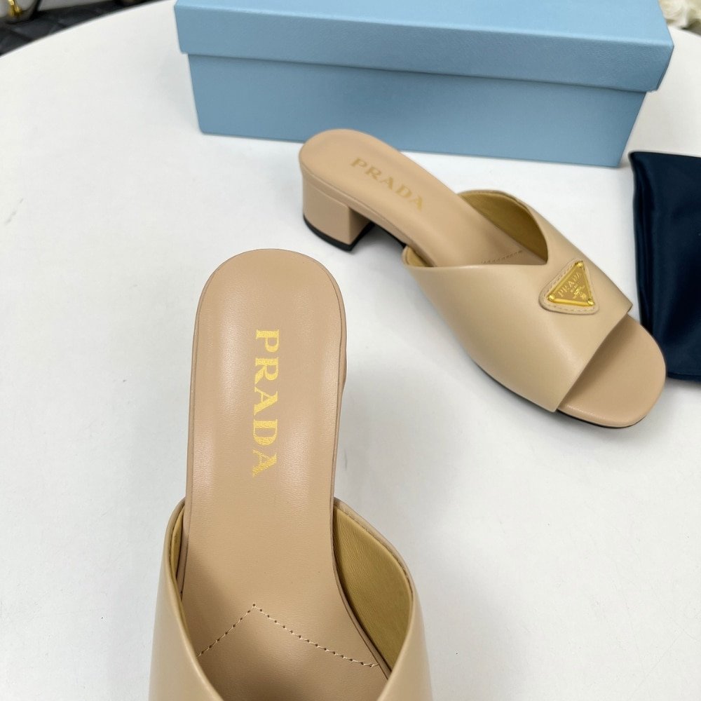 Pra*a Padded Nappa Leather Sandals Beige 1Xx711 2Dl8 F0036 F A035