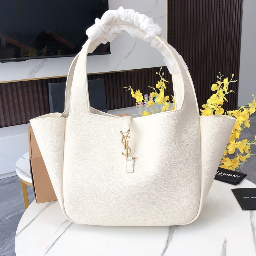 Sa1nt Lau*nt Le 5 À 7 Bea In Grained Leather White 50Cm 763435Aaddg