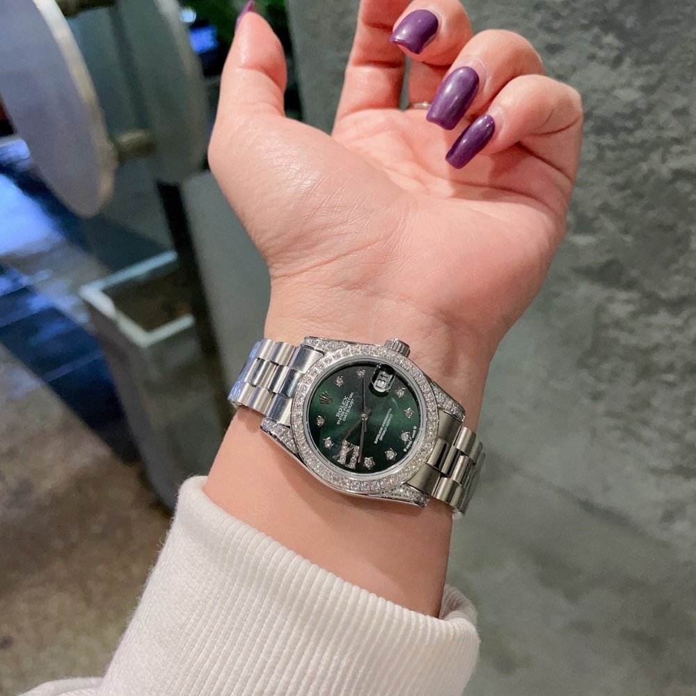 R01ex Datejust D1am0nd Bezel Oyster White Gold Green 31Mm