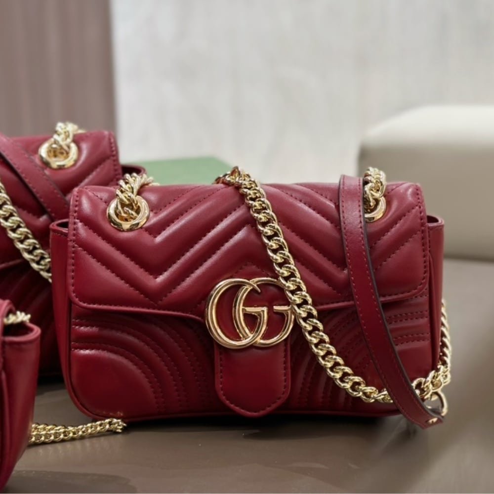 Gvc*1 Gg Marmont Mini Shoulder Bag Rosso Ancora 16Cm 443497 Aadpj 6207